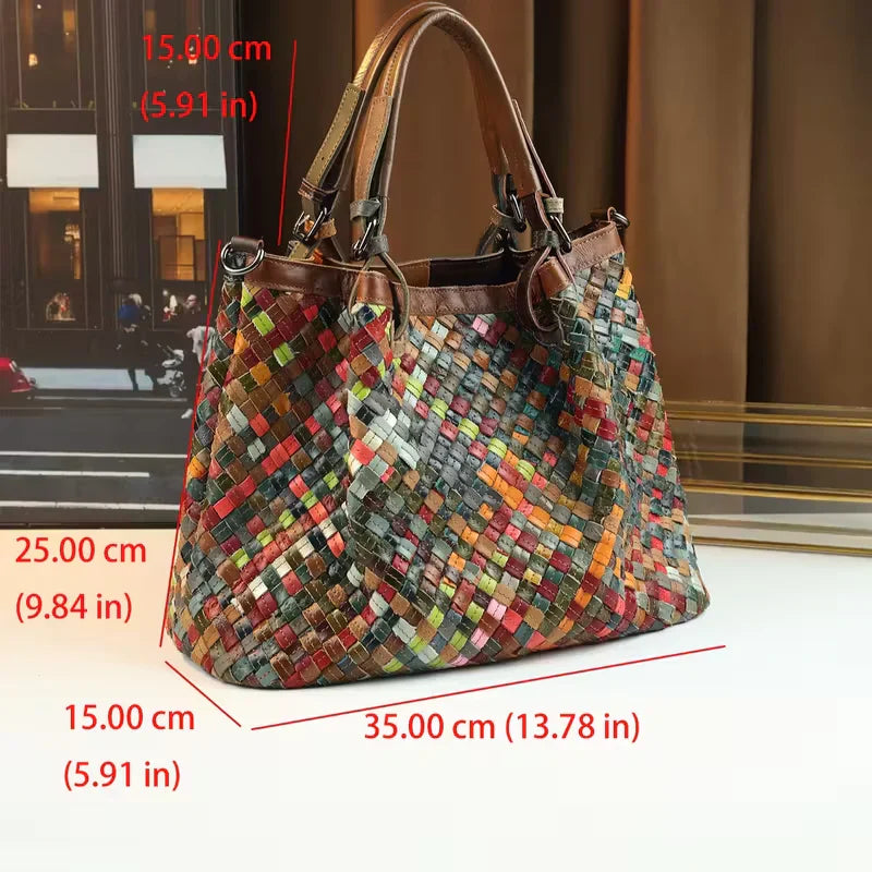 El encanto ecléctico de Laura | Bolsa tote de piel con patchwork